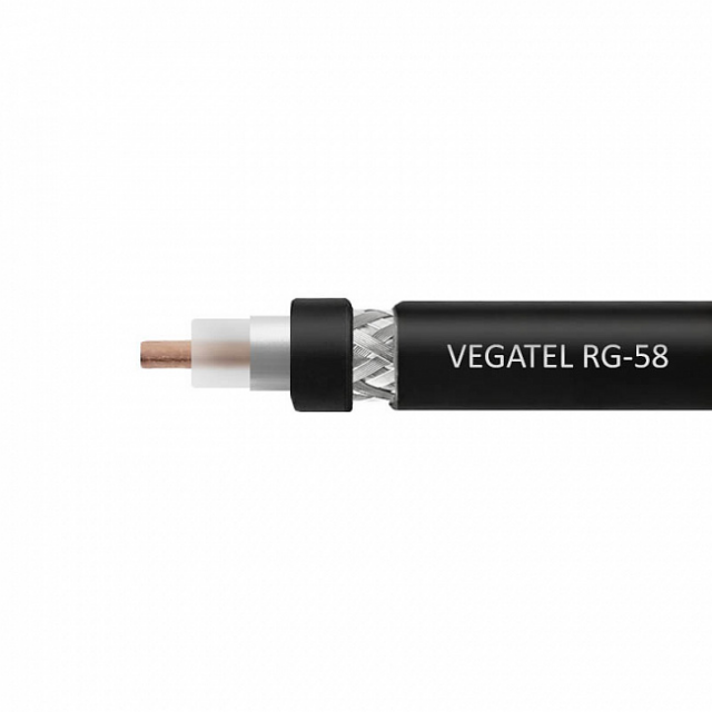VEGATEL RG-58 A/U ГОСТ, черный бухта 100м